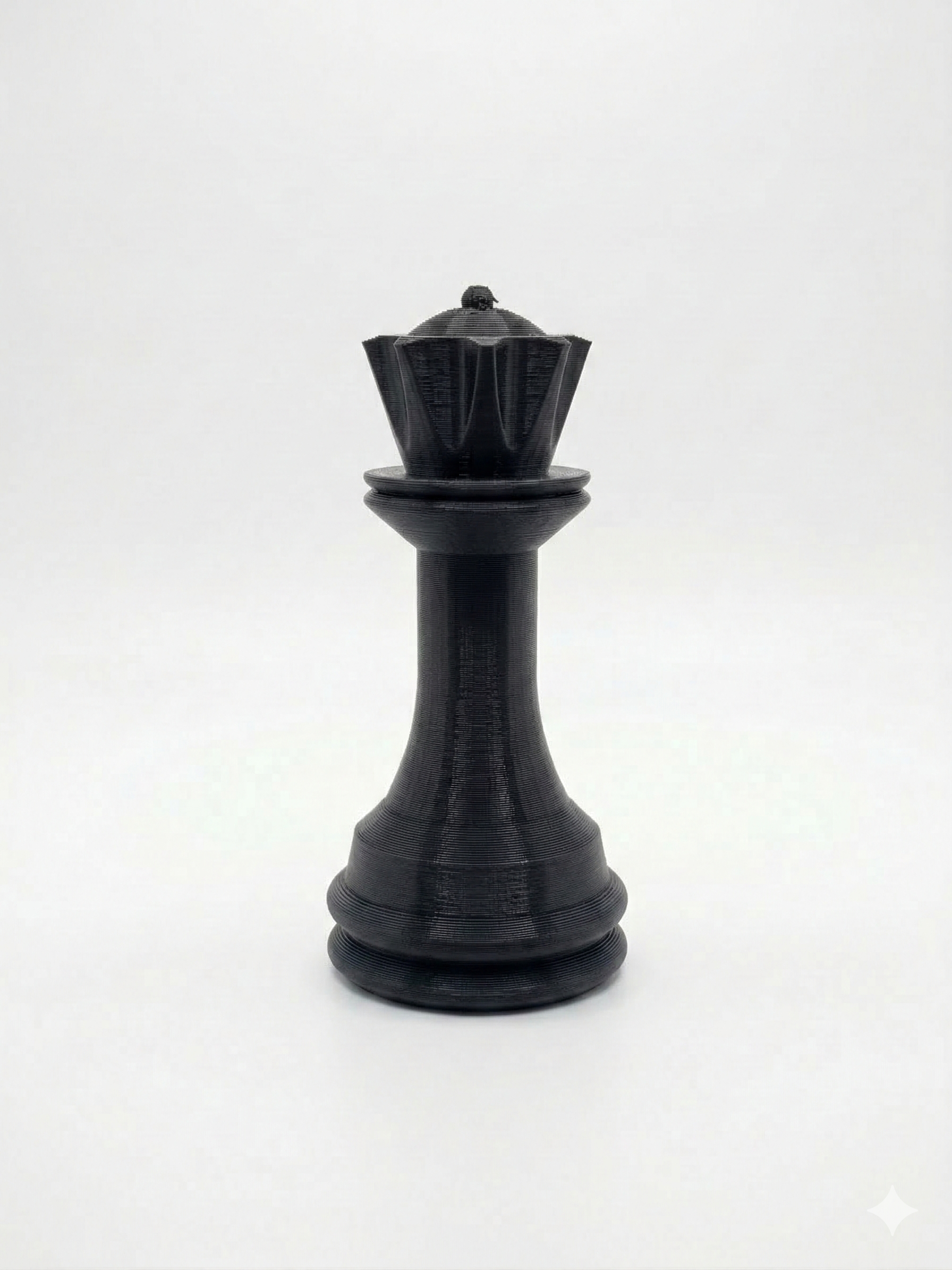 Ejemplo de una reina impresa en PLA negro.